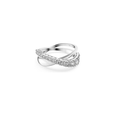 Bague Swarovski Hyperbola Spin en métal rhodié et cristaux Swarovski, taille 50