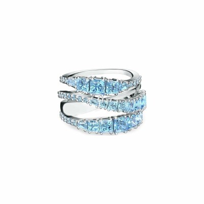 Bague Swarovski Twist Wrap, bleu métal rhodié, taille 52