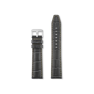 Bracelet montre Rochet Indiana en cuir grain alligator mat gris moyen - 20mm