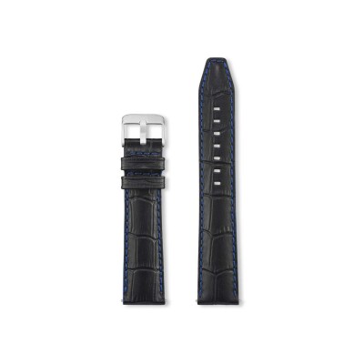Bracelet montre Rochet Indiana en cuir grain alligator mat noir - 22mm