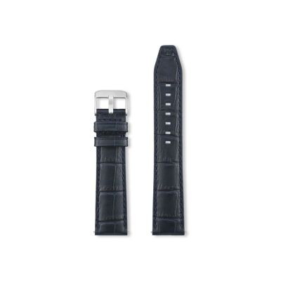 Bracelet montre Rochet Indiana en cuir grain alligator mat marine - 22mm