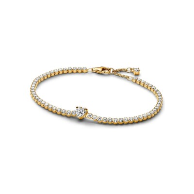 Bracelet Pandora Timeless rivière cœur scintillant en métal doré, 18 cm