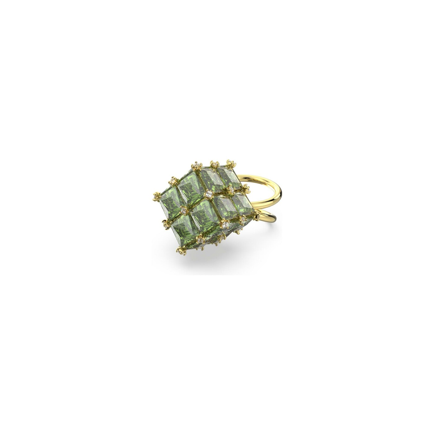 Bague Swarovski Curiosa Taille Carré Verte en métal doré et cristaux Swarovski, taille 55