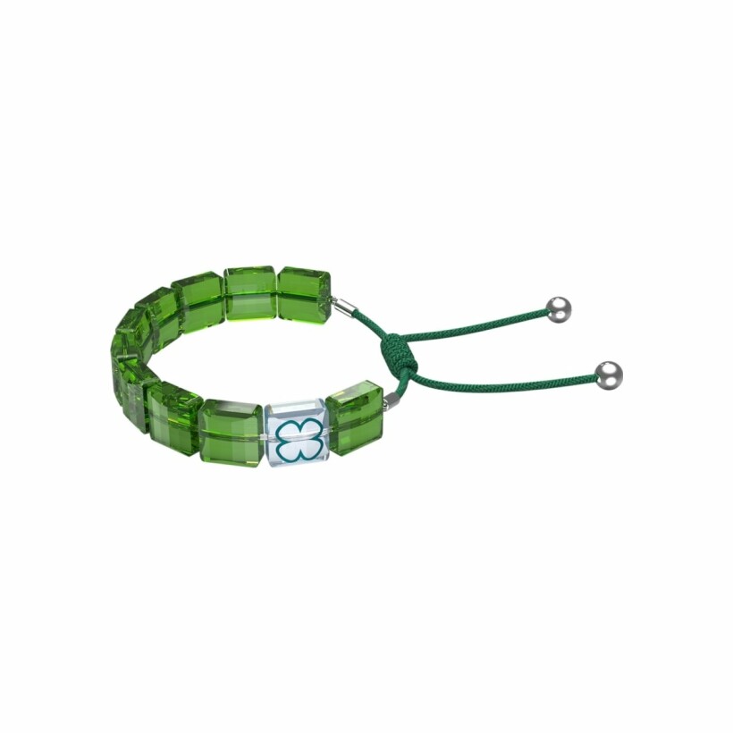 Bracelet Swarovski Collection II Letra, trèfle à 4 feuilles, vert en métal rhodié et cristaux Swarovski