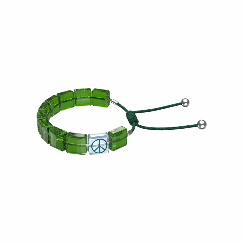 Bracelet Swarovski Collection II Letra Paix, vert en métal rhodié et cristaux Swarovski