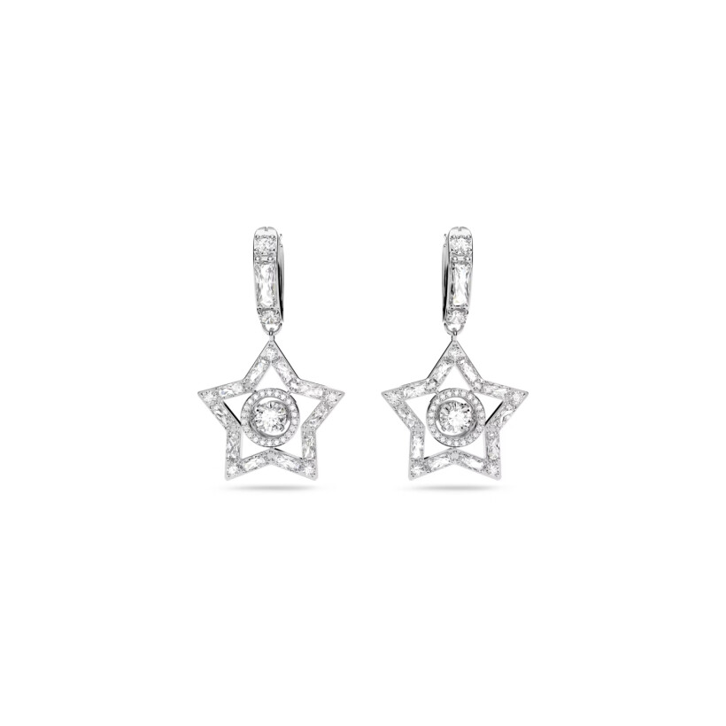 Boucles d'oreilles Swarovski Stella en métal rhodié et cristaux Swarovski