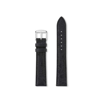 Bracelet montre Rochet Massai en cuir d'autruche mat noir - 18mm