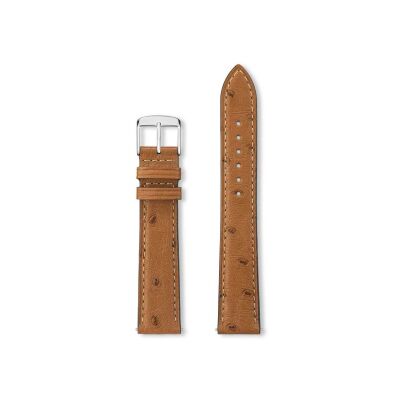Bracelet montre Rochet Massai en cuir d'autruche mat cognac - 20mm