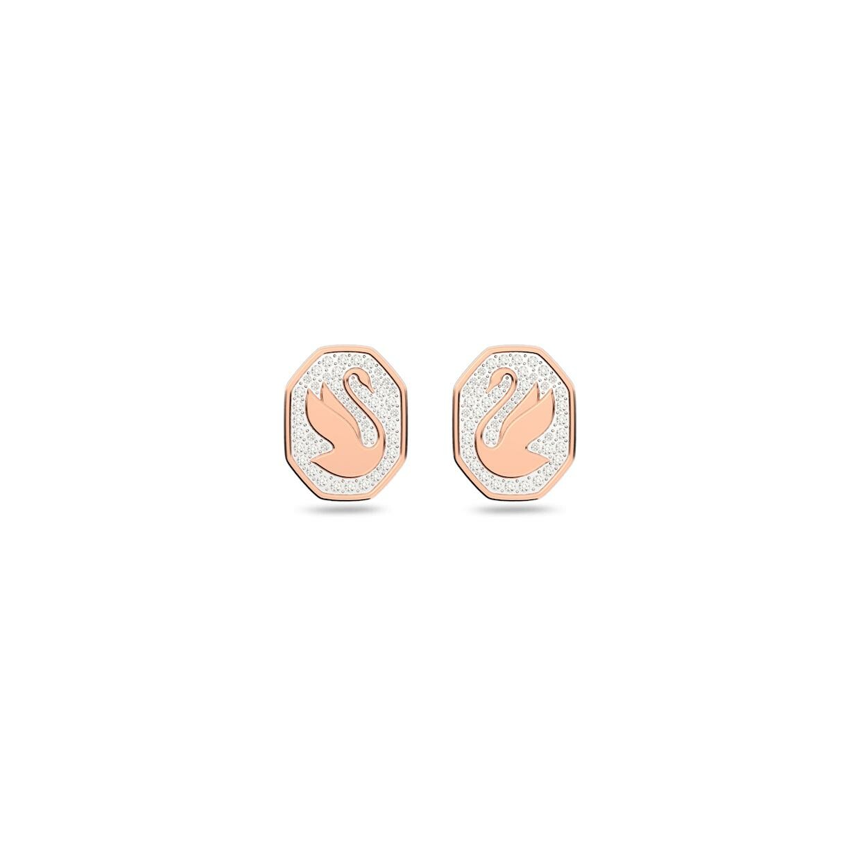 Clous d'oreilles Swarovski Signum en métal doré rose et cristaux