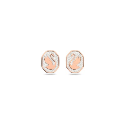 Clous d'oreilles Swarovski Signum en métal doré rose et cristaux