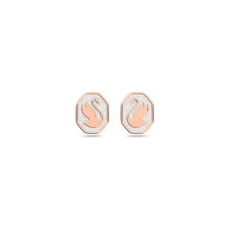 Clous d'oreilles Swarovski Signum en métal doré rose et cristaux