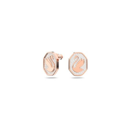 Clous d'oreilles Swarovski Signum en métal doré rose et cristaux