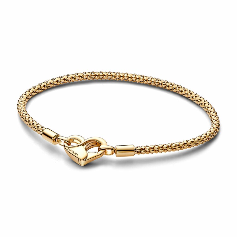 Bracelet Pandora Moments Maille Cloutée en métal doré, 19cm