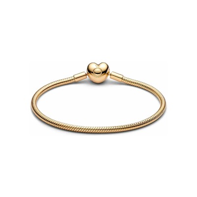 Bracelet Pandora Maille Serpent Fermoir Cœur Moments en métal doré