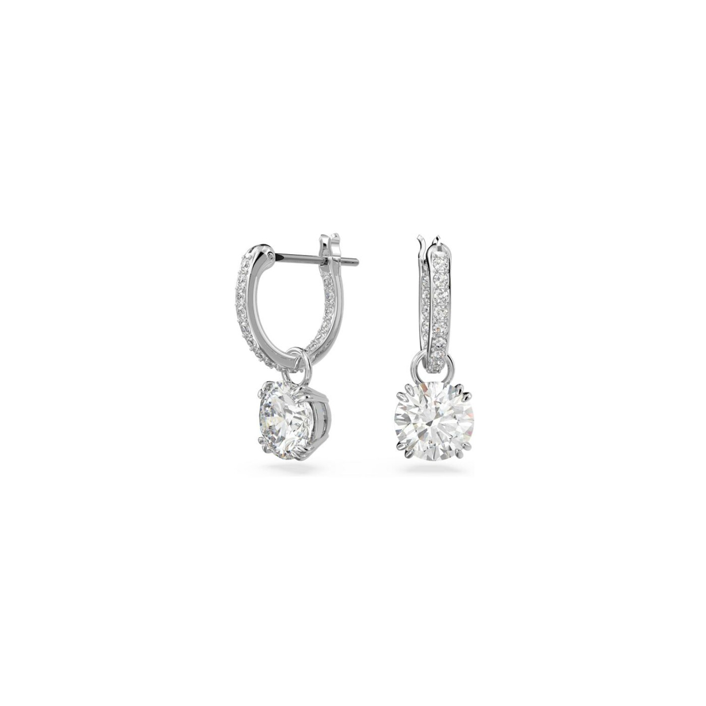 Boucles d'oreilles pendantes Swarovski Constella en métal rhodié, cristaux et oxydes de zirconium