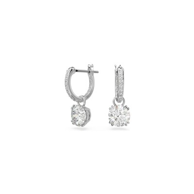 Boucles d'oreilles pendantes Swarovski Constella en métal rhodié, cristaux et oxydes de zirconium