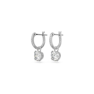 Boucles d'oreilles pendantes Swarovski Constella en métal rhodié, cristaux et oxydes de zirconium