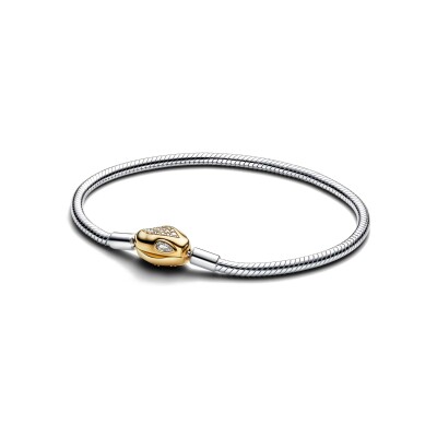 Bracelet Pandora Fermoir & Maille Serpent en argent, métal doré et oxyde de zirconim