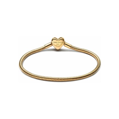 Bracelet Pandora Maille Serpent Fermoir Cœur De L'infini Scintillant en métal doré taille 18cm
