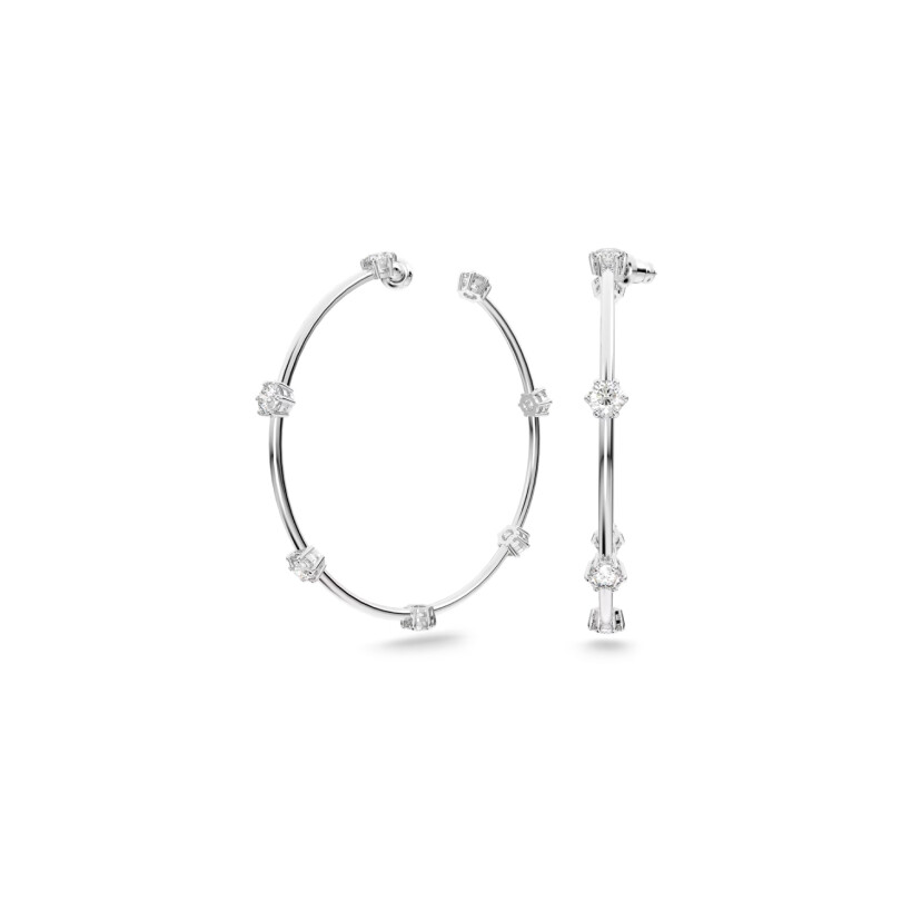 Boucles d'oreilles créoles Swarovski Constella en métal rhodié et cristaux Swarovski