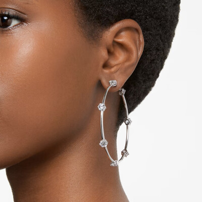 Boucles d'oreilles créoles Swarovski Constella en métal rhodié et cristaux Swarovski