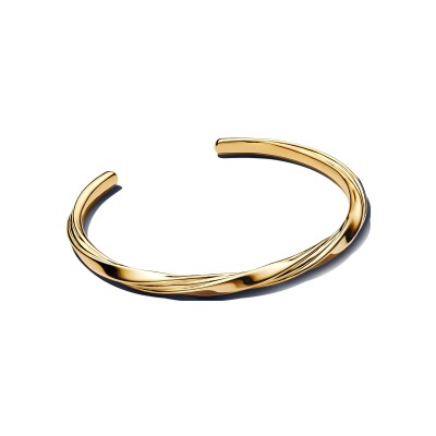 Bracelet jonc Pandora Ouvert Torsadé en métal doré, 17.5  cm