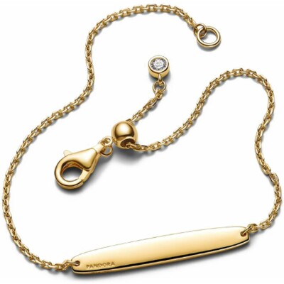 Bracelet Pandora à Maillons Barre Gravable en métal doré, taille 18cm