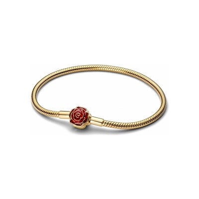 Bracelet Pandora Pandora X Disney La Belle Et La Bête Rose Enchantée en métal doré, taille 17cm