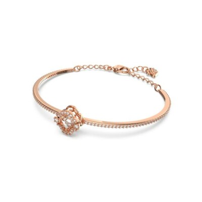 Bracelet jonc Swarovski Sparkling Dance en métal doré rose, cristaux et oxydes de zirconium