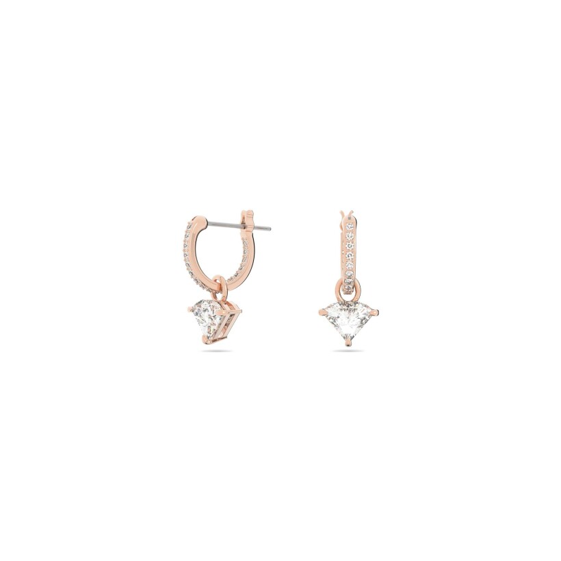 Boucles d'oreilles Swarovski Ortyx Taille Triangle en métal doré rose et cristaux Swarovski