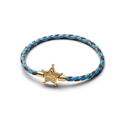 Bracelet Disney X Pandora Pixar Toy Story Étoile de Shérif en métal doré et cuir, taille 1
