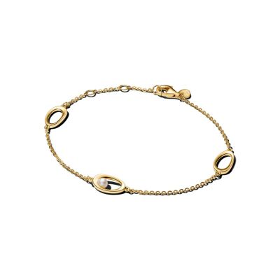 Bracelet Pandora Essence Ovales Organiques en métal doré et perle d'eau douce, 18cm