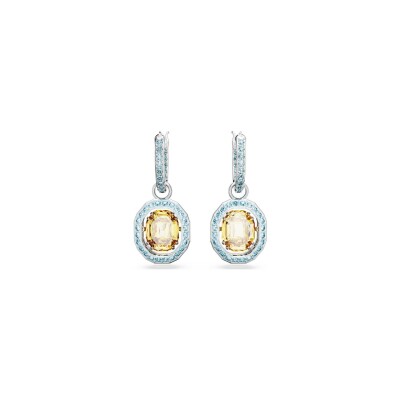 Boucles d'oreilles pendantes Swarovski Chroma en métal rhodié, cristaux et oxydes de zirconium