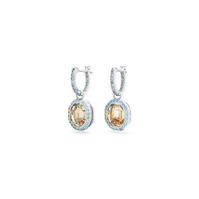 Boucles d'oreilles pendantes Swarovski Chroma en métal rhodié, cristaux et oxydes de zirconium