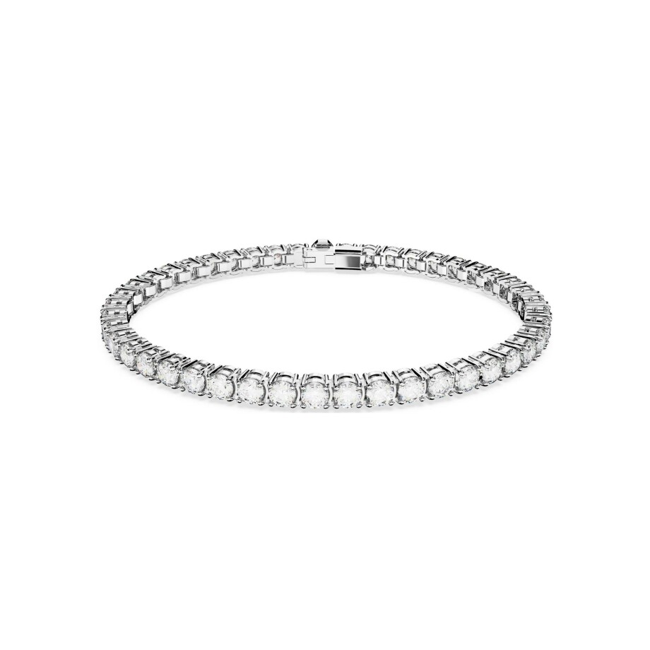 Bracelet Swarovski Matrix Tennis Coupe Ronde en métal rhodié et cristaux Swarovski, taille M