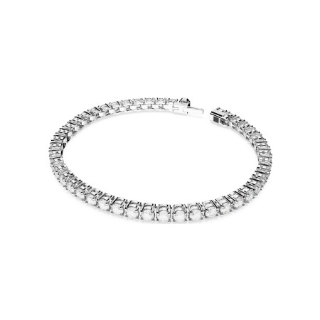 Bracelet Swarovski Matrix Tennis Coupe Ronde en métal rhodié et cristaux Swarovski, taille M