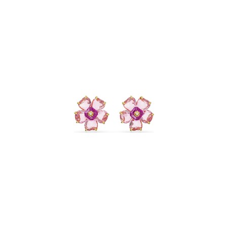 Boucles d'oreilles Swarovski Florere en métal doré, cristaux et oxyde de zirconium