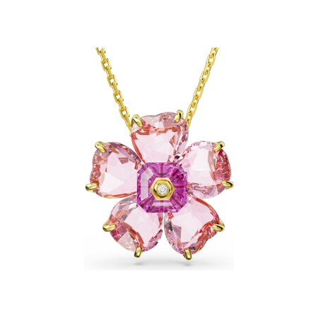 Collier Swarovski Florere en métal doré, cristaux et oxyde de zirconium