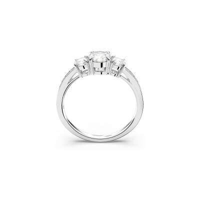 Bague Swarovski Attract Trilogy en métal rhodié et cristaux swarovski, taille 58