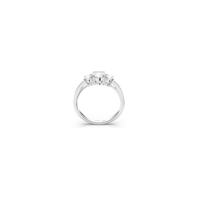 Bague Swarovski Attract Trilogy en métal argenté, cristaux et oxyde de zirconium, taille 52