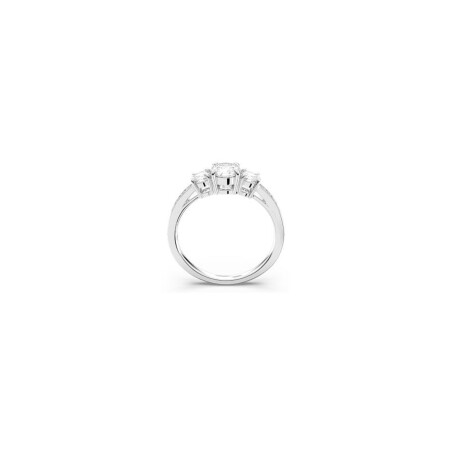 Bague Swarovski Attract Trilogy en métal argenté, cristaux et oxyde de zirconium, taille 52