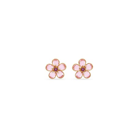 Clous d'oreilles Swarovski Florere en métal doré et cristaux