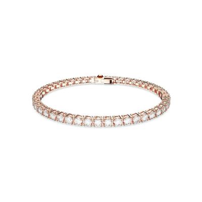 Bracelet Tennis Swarovski Matrix en métal doré et cristaux Swarovski, taille XL
