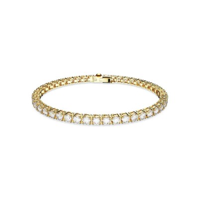 Bracelet Tennis Swarovski Matrix en métal doré et cristaux Swarovski, taille XL