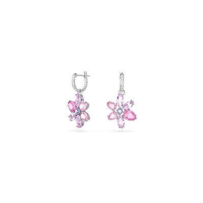 Boucles d'oreilles pendantes Swarovski Gema en métal rhodié et cristaux