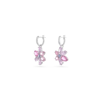 Boucles d'oreilles pendantes Swarovski Gema en métal rhodié et cristaux