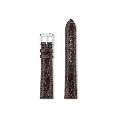 Bracelet montre Rochet Riviera en cuir de crocodile brillant vison - 16mm
