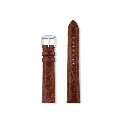 Bracelet montre Rochet Riviera en cuir de crocodile brillant cognac - 18mm
