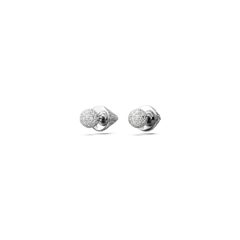 Clous d'oreilles Swarovski Luna en métal rhodié et cristaux