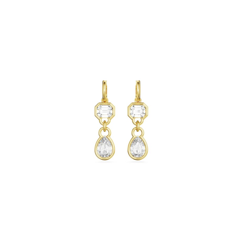 Boucles d'oreilles pendantes Swarovski Dextera en plaqué or et cristaux